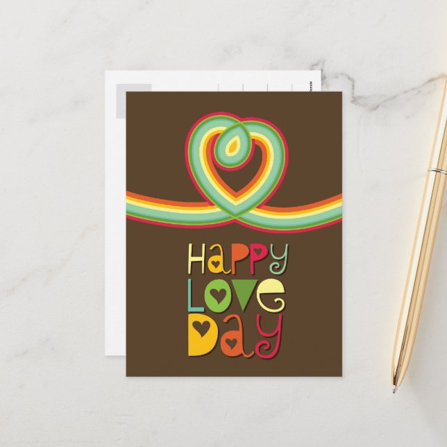 Cartes Pour Fêtes Annuelles Joyeux Amour Day Rainbow Loop Heart Valentine's Da (Devant/Arrière en situation)