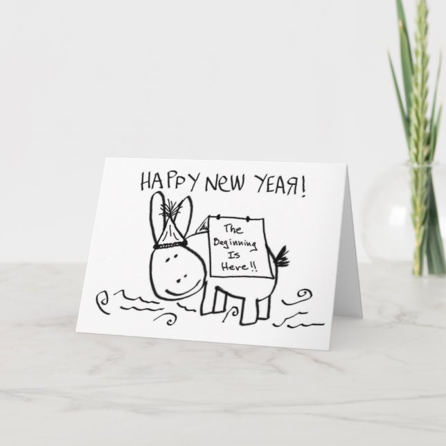 Cartes Pour Fêtes Annuelles joyeux âne de la nouvelle année (Devant)