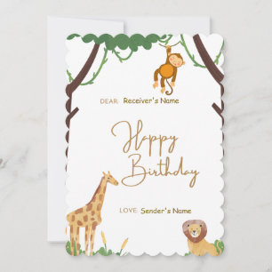 Cartes Pour Fêtes Annuelles Joyeux animaux de la jungle d'anniversaire