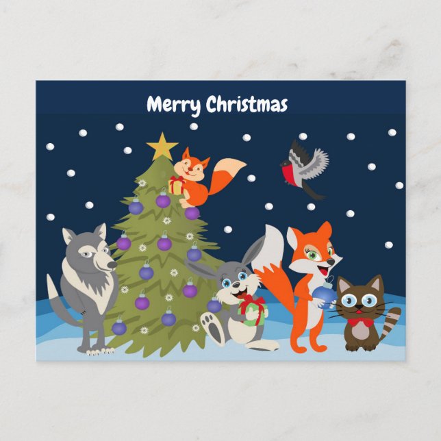 Cartes Pour Fêtes Annuelles Joyeux animaux de Noël (Devant)