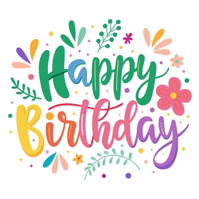 Cartes Pour Fêtes Annuelles Joyeux Anniversaire  (A vibrant and colorful birthday greeting card design featuring the words 'Happy Birthday'.)