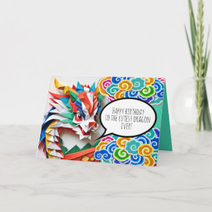 Cartes Pour Fêtes Annuelles Joyeux Anniversaire Adorable Dragon Origami Zodiaq