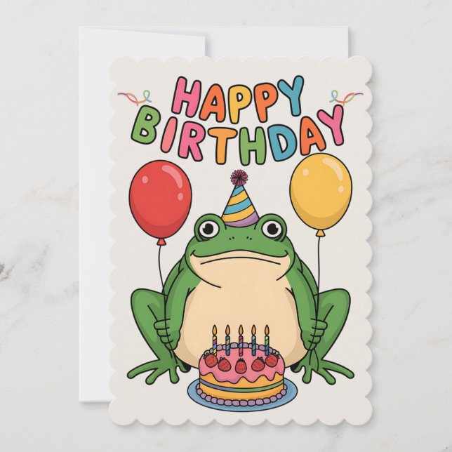 Cartes Pour Fêtes Annuelles Joyeux Anniversaire amis Famille Funny Frog (Devant)