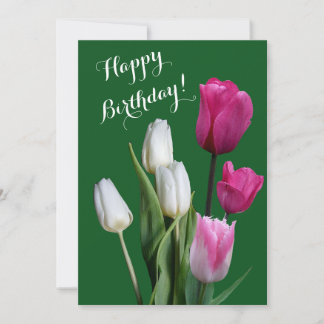 Cartes Pour Fêtes Annuelles Joyeux anniversaire belle florale tulipes rose bla