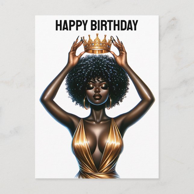 Cartes Pour Fêtes Annuelles Joyeux anniversaire, belle, reine noire, melanin p (Devant)
