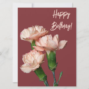 Cartes Pour Fêtes Annuelles Joyeux anniversaire carnation rose vintage boho fl