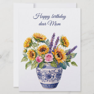 Cartes Pour Fêtes Annuelles Joyeux anniversaire chère maman et bouquet de fleu