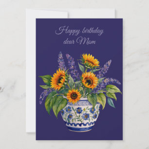 Cartes Pour Fêtes Annuelles Joyeux anniversaire chère maman et bouquet de fleu