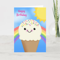 Joyeux Anniversaire Cone de crème glacée avec arc-