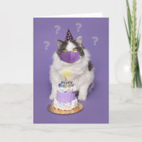 Joyeux Anniversaire Confus Chat Avec Masque Visage