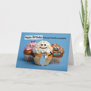 Cartes Pour Fêtes Annuelles Joyeux Anniversaire Coworker Office Cupcakes avec 