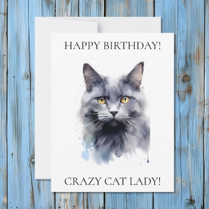Cartes Pour Fêtes Annuelles Joyeux Anniversaire Crazy Cat Lady Grey Cat