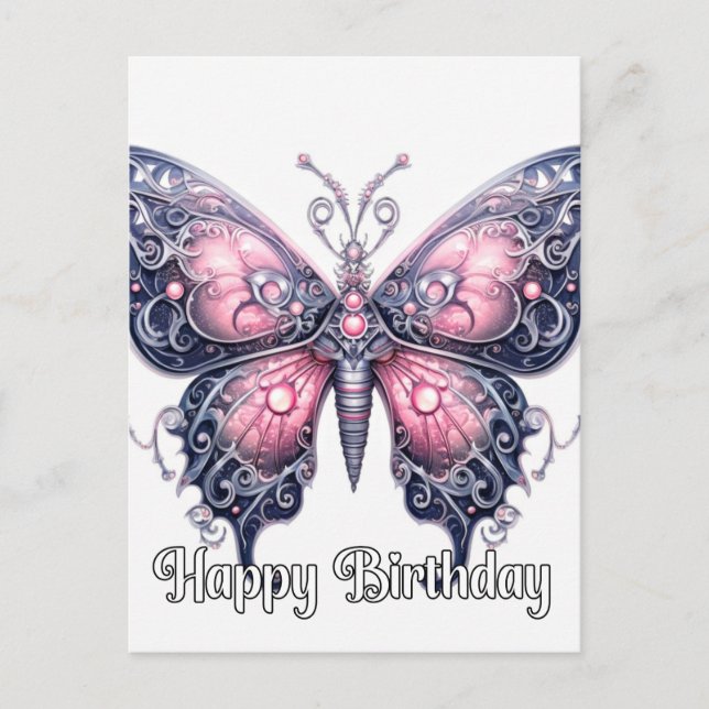 Cartes Pour Fêtes Annuelles Joyeux Anniversaire Création Papillon Design (Devant)