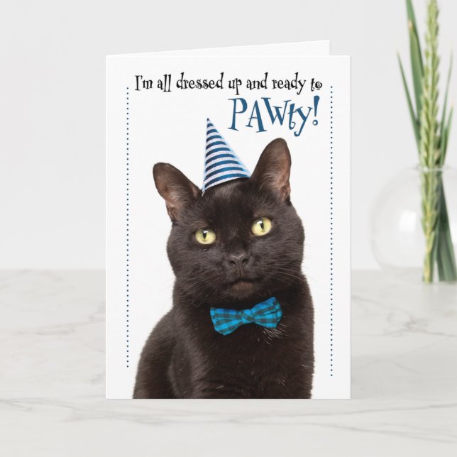 Cartes Pour Fêtes Annuelles Joyeux Anniversaire Cute Chat dans Casquette de fê (Devant)