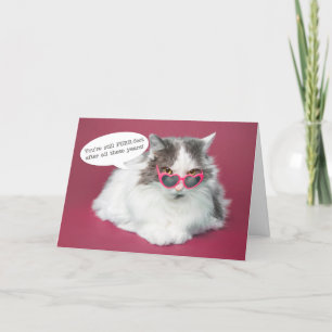 Cartes Pour Fêtes Annuelles Joyeux Anniversaire Cute Chat Lunettes de coeur