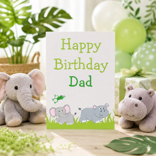 Cartes Pour Fêtes Annuelles Joyeux anniversaire de Hippo et Elephant Dad