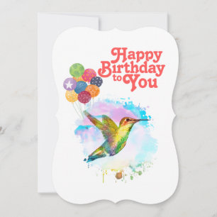 Cartes Pour Fêtes Annuelles Joyeux Anniversaire de l'Aquarelle mignonne Colibr