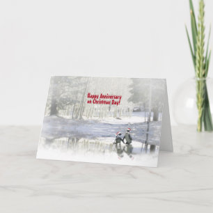 Cartes Pour Fêtes Annuelles Joyeux Anniversaire de Mariage le Jour de Noël pou