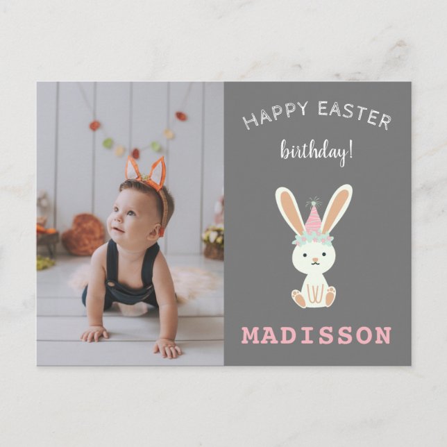 Cartes Pour Fêtes Annuelles Joyeux anniversaire de Pâques voeux mignon lapin a (Devant)