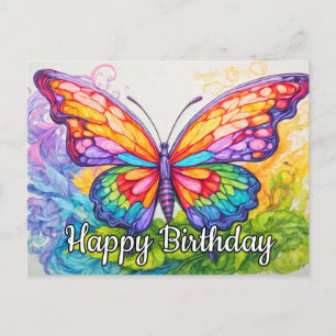 Cartes Pour Fêtes Annuelles Joyeux Anniversaire Dessin Rétro Papillon Mignon