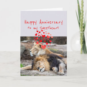 Cartes Pour Fêtes Annuelles Joyeux Anniversaire doux Lion romantique