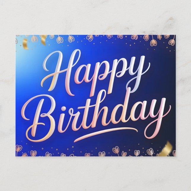 Cartes Pour Fêtes Annuelles Joyeux Anniversaire Écriture Cursive avec Rubans D (Devant)