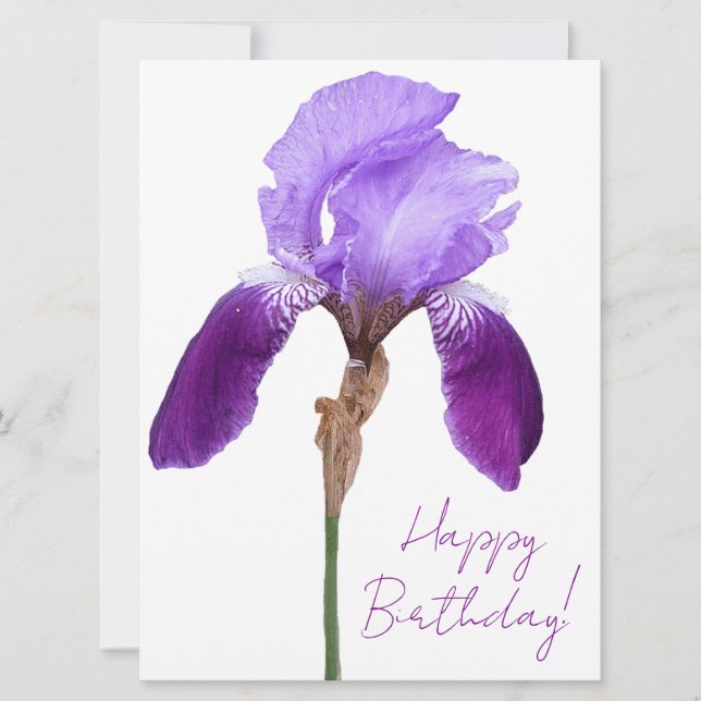 Cartes Pour Fêtes Annuelles Joyeux anniversaire élégant iris violet iris boho  (Devant)