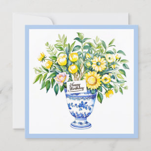 Cartes Pour Fêtes Annuelles Joyeux anniversaire et bouquet de fleurs
