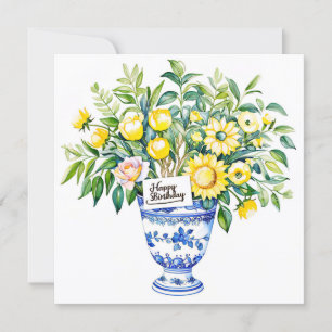 Cartes Pour Fêtes Annuelles Joyeux anniversaire et bouquet de fleurs