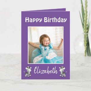 Cartes Pour Fêtes Annuelles Joyeux Anniversaire Fille Photo Violet