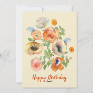 Cartes Pour Fêtes Annuelles Joyeux Anniversaire Fleurs Orange de Printemps