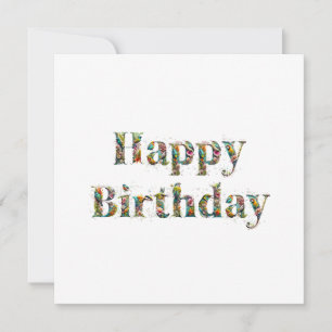 Cartes Pour Fêtes Annuelles Joyeux Anniversaire Fleurs Sauvages et Oiseaux Tro