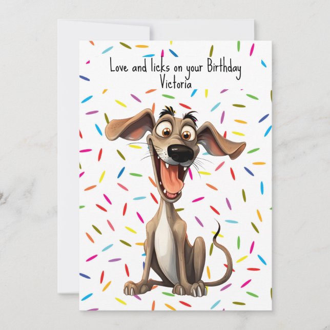 Cartes Pour Fêtes Annuelles Joyeux anniversaire 🐶 fou 🤪 whippet (Devant)