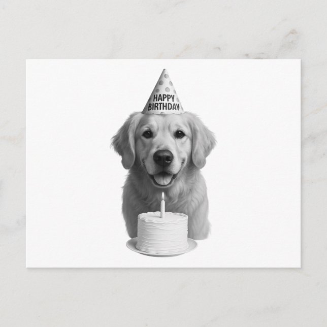 Cartes Pour Fêtes Annuelles Joyeux Anniversaire Golden Retriever (Devant)