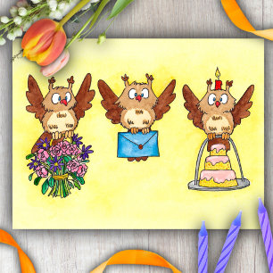 Cartes Pour Fêtes Annuelles Joyeux Anniversaire Hiboux par Nicole Janes