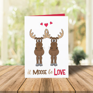 Cartes Pour Fêtes Annuelles Joyeux Anniversaire Il Moose be Love mignon Whimsi