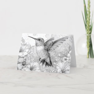 Cartes Pour Fêtes Annuelles Joyeux anniversaire Joli colibri floral