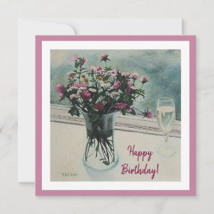 Cartes Pour Fêtes Annuelles Joyeux anniversaire joli fleurs roses art floral