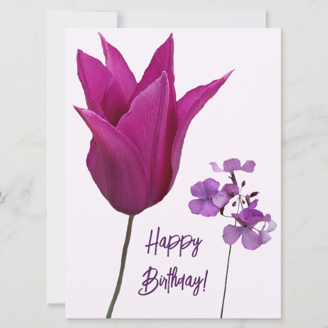 Cartes Pour Fêtes Annuelles Joyeux anniversaire joli rose violet fleuri modern (Devant)