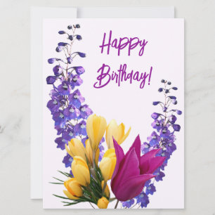 Cartes Pour Fêtes Annuelles Joyeux anniversaire joli violet jaune rose fleuri