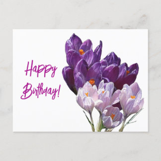 Cartes Pour Fêtes Annuelles Joyeux Anniversaire jolie couleur violette crocus 