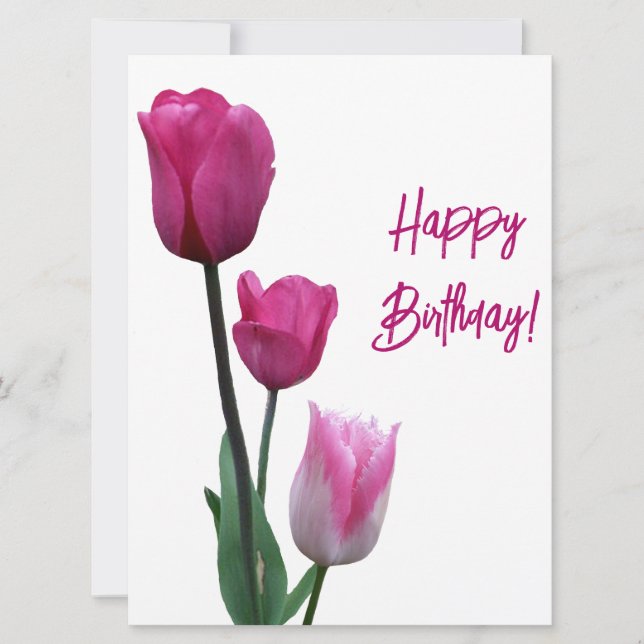 Cartes Pour Fêtes Annuelles Joyeux anniversaire jolie tulipe rose belle floral (Devant)