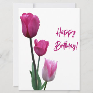 Cartes Pour Fêtes Annuelles Joyeux anniversaire jolie tulipe rose belle floral