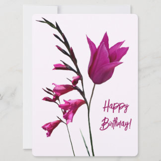 Cartes Pour Fêtes Annuelles Joyeux anniversaire jolie tulipe rose floral color