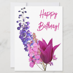 Cartes Pour Fêtes Annuelles Joyeux anniversaire jolie tulipe rose violet flora