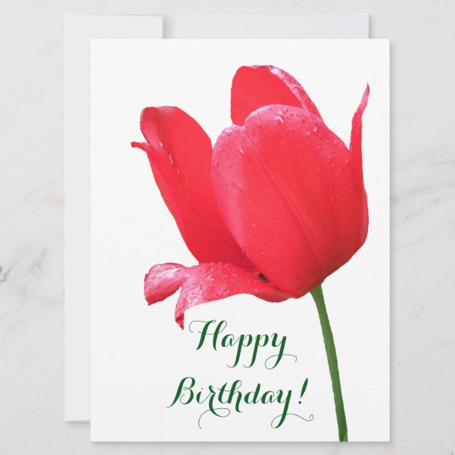 Cartes Pour Fêtes Annuelles Joyeux anniversaire jolie tulipe rouge floral élég (Devant)