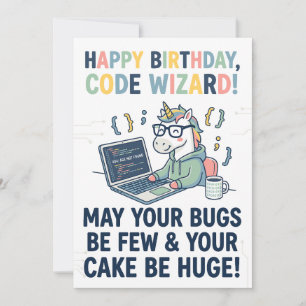 Cartes Pour Fêtes Annuelles Joyeux Anniversaire Licorne Code Magicien