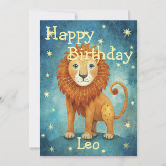 Cartes Pour Fêtes Annuelles Joyeux Anniversaire Lion Lion signe Zodiac