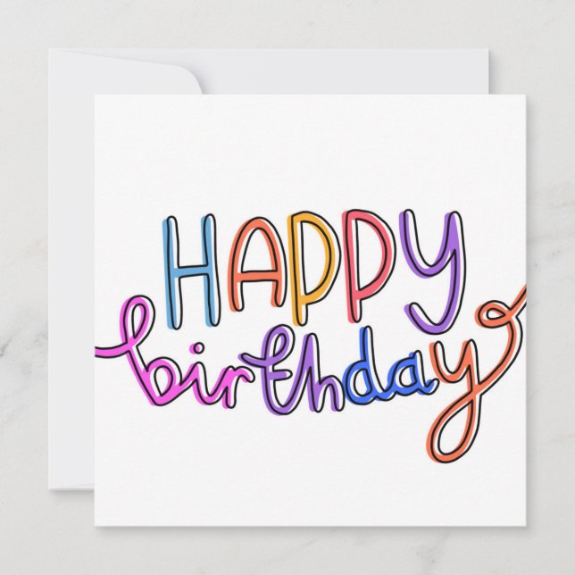 Cartes Pour Fêtes Annuelles Joyeux Anniversaire manuscrit Rainbow Design (Devant)