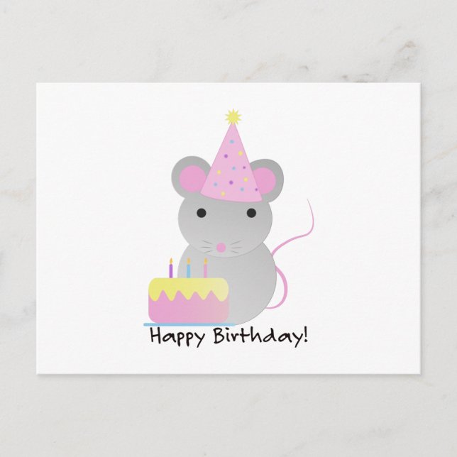 Cartes Pour Fêtes Annuelles Joyeux Anniversaire mignonne Souris de fête (Devant)